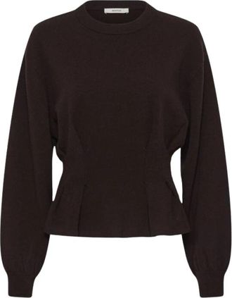 Gestuz Gzmanzi Taille Pullover - Dames - Ronde hals truien - Bruin - S - Wol - Truien & Vesten