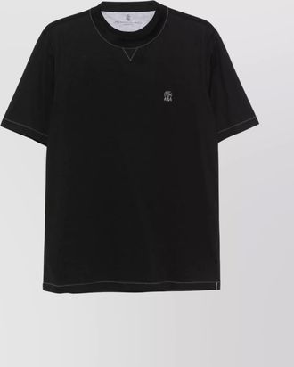 Brunello Cucinelli cotton logo embroidery t-shirt