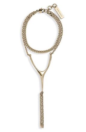 Alexander McQueen Wishbone Hand Chain Bracelet in Pale Gold at Nordstrom