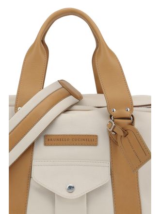 Brunello Cucinelli Mens Travel Bag Street Ice-Natural Calf Leather Luggage & Holdalls Ice/natural