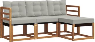vidaXL Conjunto De Sof&aacute;s De Exterior 4 Uds. Gris Natural Y Claro Vidaxl