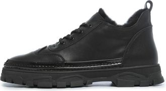 Cesare Gaspari Merino Wool-Lined Chunky Sneakers - Black - Dames - Winterlaarzen - Zwart - 40 EU - Wol - Schoenen