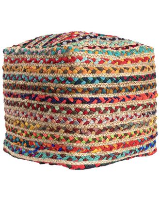 LR Home Meera Boho Braided Striped Handmade Textured Pouf