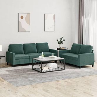 vidaXL Vidaxl - Juego De Sof&aacute;s Con Cojines 2 Piezas Terciopelo Verde Oscuro