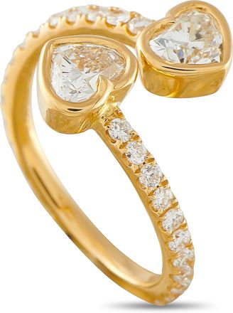 Luxury Bazaar 18K Yellow Gold 1.55ct Diamond Bypass Heart Ring ALR-20202-Y
