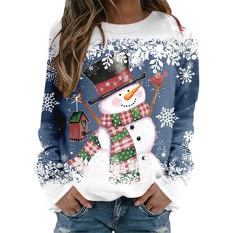 Generic Ladies Christmas Jumpers UK,Women Christmas Reindeer Jumpers Funny Snowman Print Graphic Sweatshirts Cute Long Sleeve Novelty Hoodies Xmas Holiday Shi