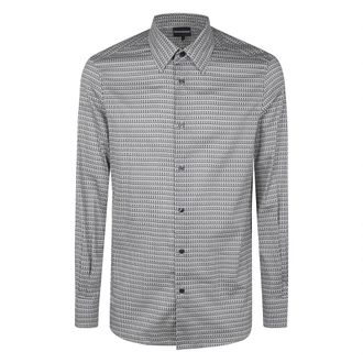 Emporio Armani Casual Katoenen Overhemd voor Mannen - Heren - Casual Overhemden - Grijs - XL - Katoen - Overhemden