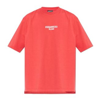 Dsquared2 Tops, Heren, Rood, 3Xl, Katoen, Logo T-Shirt