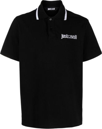 Just Cavalli logo-embroidered piqué polo shirt - men - Cotton - M - Black