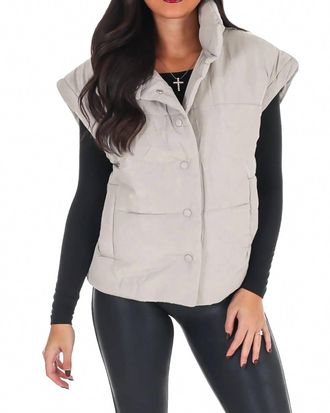Blu Pepper Oversized Puffer Vest In Cement