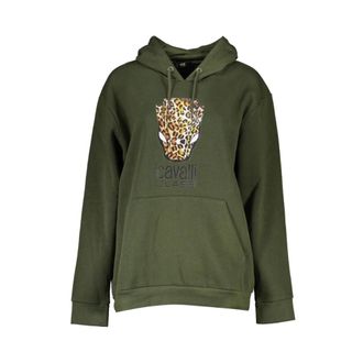 Cavalli Sweatshirt met lange mouwen - Dames - Hoodies - Groen - L - Katoen - Hoodies & sweatvesten