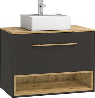 Vente-Unique Mueble de baño suspendido antracita con lavabo a instalar - 80 cm - YANGRA