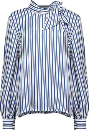 Max Mara Gestreepte Zijde Blouse - Dames - Blouses - Blauw - 3XS - Overhemden