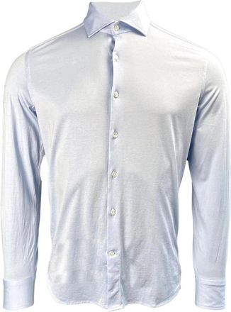 Sonrisa Fijne Jersey Lichtblauw Overhemd - Heren - Zakelijke Overhemden - Blauw - M - Katoen - Overhemden