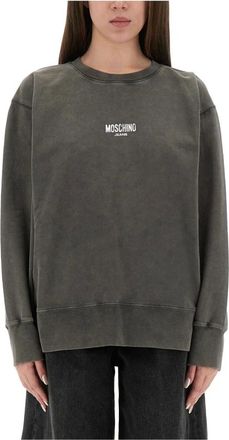 Moschino Sudadera con Logo Lavado - Sweatshirts & Hoodies - Mujer - Gris - XS