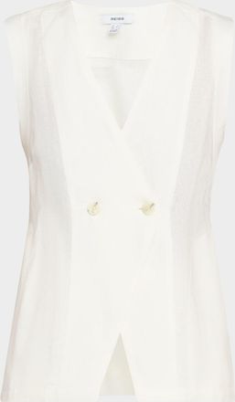 Reiss Whitney Button-Front Linen Waistcoat
