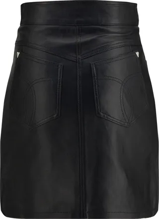 Fiorucci Womens Mini Skirt Leather Black Lamb