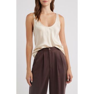 Reformation Veya Sleeveless Silk Top in Almond at Nordstrom, Size X-Large