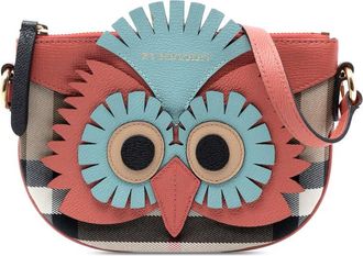 Burberry Pre-owned Burberry The Beast House Check Canvas and Leather Cocoa Owl Shoulder Bag Ladies TIVABB1285