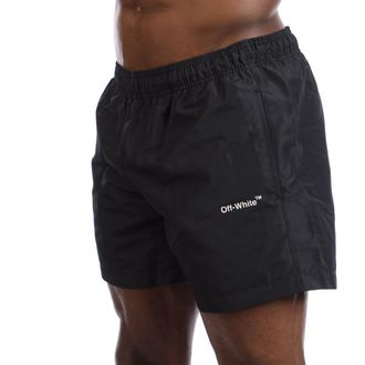 Off-white Mens Off White Diagonal Outline Swim Shorts in Black - Size X-Large