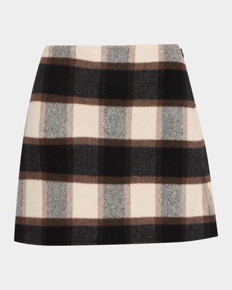 Theory Wool Plaid Mini Skirt
