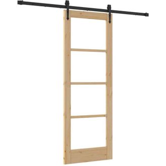 vidaXL Vidaxl - Puerta Deslizante Manual Marr&oacute;n 73.5 X 198.5 Cm Madera Y Metal