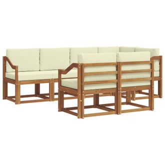 vidaXL Conjunto De Sof&aacute;s De Exterior Con Coj&iacute;n 7 Pcs Natural Y Crema Vidaxl