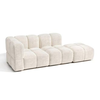 Sia Home Sof&aacute; modular 4-5 plazas izquierdo terciopelo texturizado crema