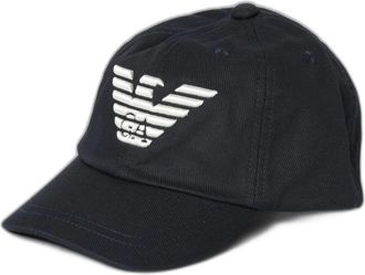 Emporio Armani Cappellino da baseball in cotone con aquila ricamata - - Accessories - unisex - Blu - S