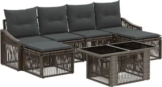 vidaXL Conjunto De Sof&aacute;s De Jard&iacute;n 7 Uds. Gris Y Gris Oscuro Vidaxl