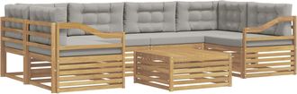 vidaXL Conjunto De Sof&aacute;s De Exterior 7 Uds. Blanco Y Gris Claro Vidaxl