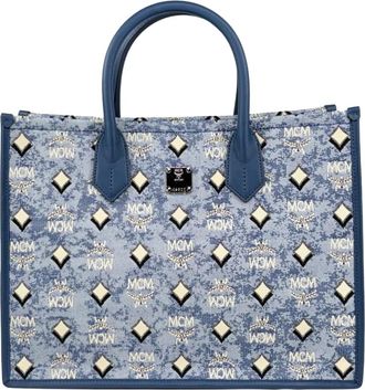 MCM Tote Bag con Monogramma Signature - - Bags - Donna - Blu - ONE SIZE