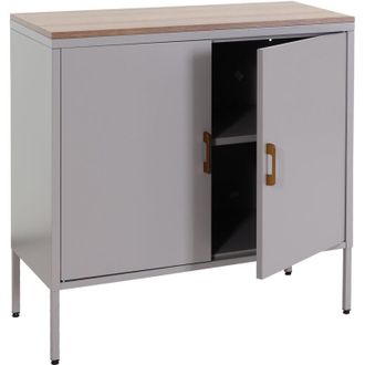 Hhg Non utilizzato] Credenza armadietto con 2 sportelli HHG 926 metallo mdf 90x90x40cm grigio