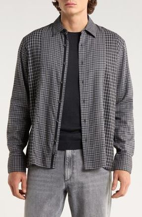 Rag & Bone Dalton Patchwork Cotton Blend Flannel Button-Up Shirt in Black/White at Nordstrom Rack, Size Xx-Large