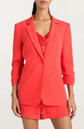 Cinq &agrave; Sept Khloe Ruched Sleeve Blazer in Cherry Lemon at Nordstrom Rack, Size 14