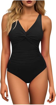 Generic Swimsuits for Women One Piece Slimming Swimming Costumes Push Up Tummy Control Bathing Suits Backless Modest Monokinis Padded Full Coverage Swimwear T