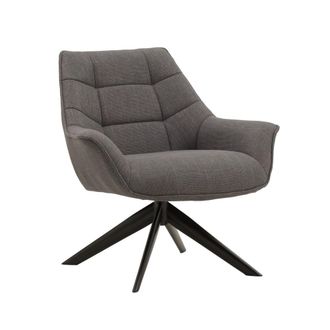 Konte Design Sill&oacute;n giratorio de tela gris y patas de metal negro