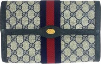 Gucci Pre-owned Clutches, female, Multicolor, Size: ONE SIZE Pre-owned GG Supreme Canvas Leather Clutch Bag