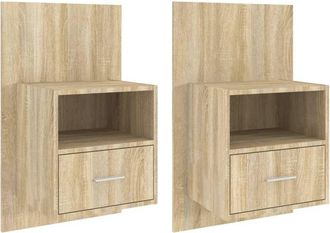 vidaXL Mesita De Noche De Pared 2 Uds Color Roble Sonoma Vidaxl