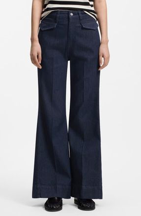 BOSS Rosalya High Waist Flare Jeans in Blue at Nordstrom, Size 28 32