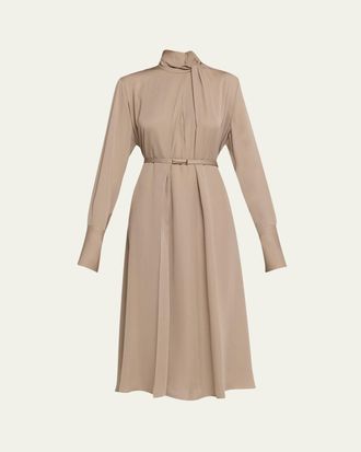 Tom Ford Washed Silk Georgette Belted Midi Dress