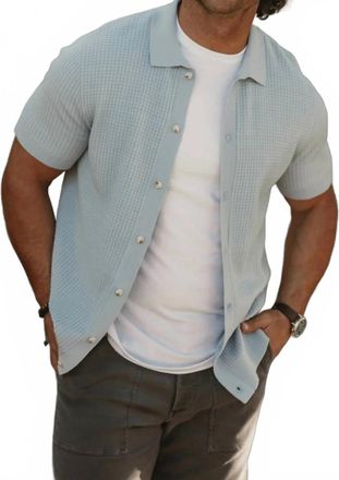 The Normal Brand Waffle Stitch Button Up Shirt In Clear Sky