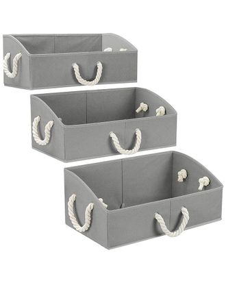 Sorbus Set of 3 Fabric Storage Baskets with Cotton Rope