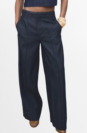 Mango High Waist Wide Leg Trouser Jeans in Open Blue at Nordstrom, Size X-Small