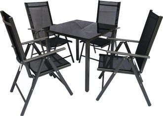 VCM Vcm - 5pcs Muebles De Jard&iacute;n Set Grupo De Asientos Grupo De Comedor 1xmesa, 4x Sillas Mesa Dimensiones Aprox. Al. 76 X An. 80 X P. 80 Cm Juego De Jard