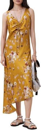 AllSaints Alexi Floral Print Slipdress in Armada Deep Yellow at Nordstrom Rack, Size 10 Us / 14 Uk