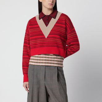 Dries Van Noten Red wool and viscose sweater