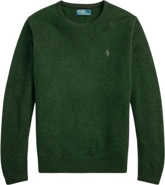 Polo Ralph Lauren Merino Wol Trui - Heren - Ronde hals truien - Groen - L - Wol - Truien & Vesten