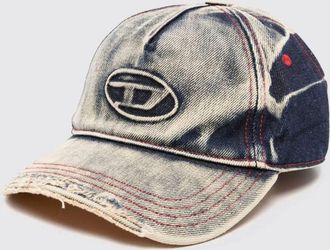Diesel Cappello da baseball in denim candeggiato con logo Oval D
