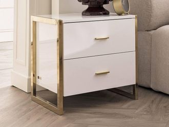 Vente-Unique Set Of 2 Bedside Tables With 2 Drawers - MDF - Lacquered White and